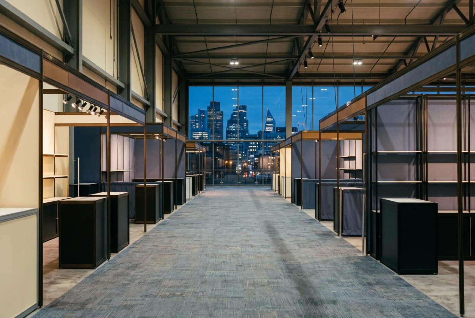An exhibition hall aisle before opening