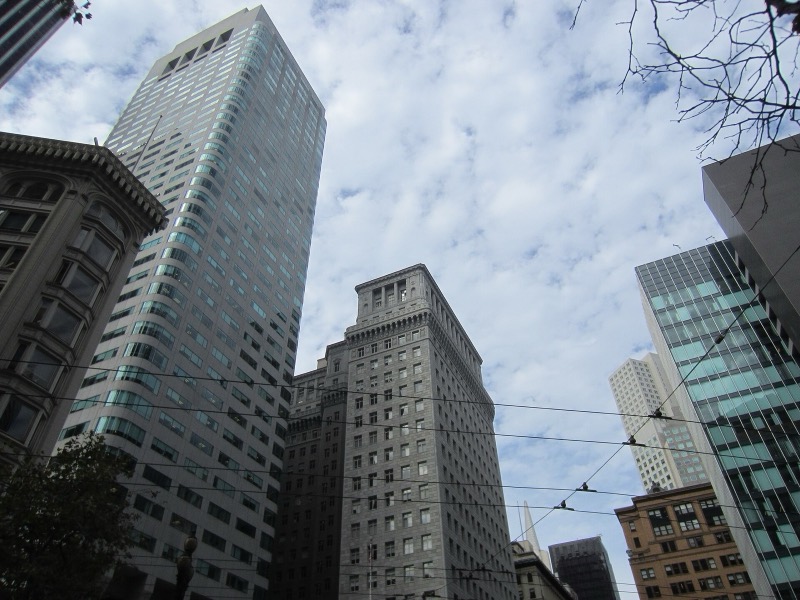 San Francisco: Looking up, intersection of Market, Sansome, Sutter St, San Francisco, 2018